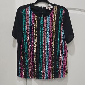 Nanette Lepore Multicolor Sequin Blouse